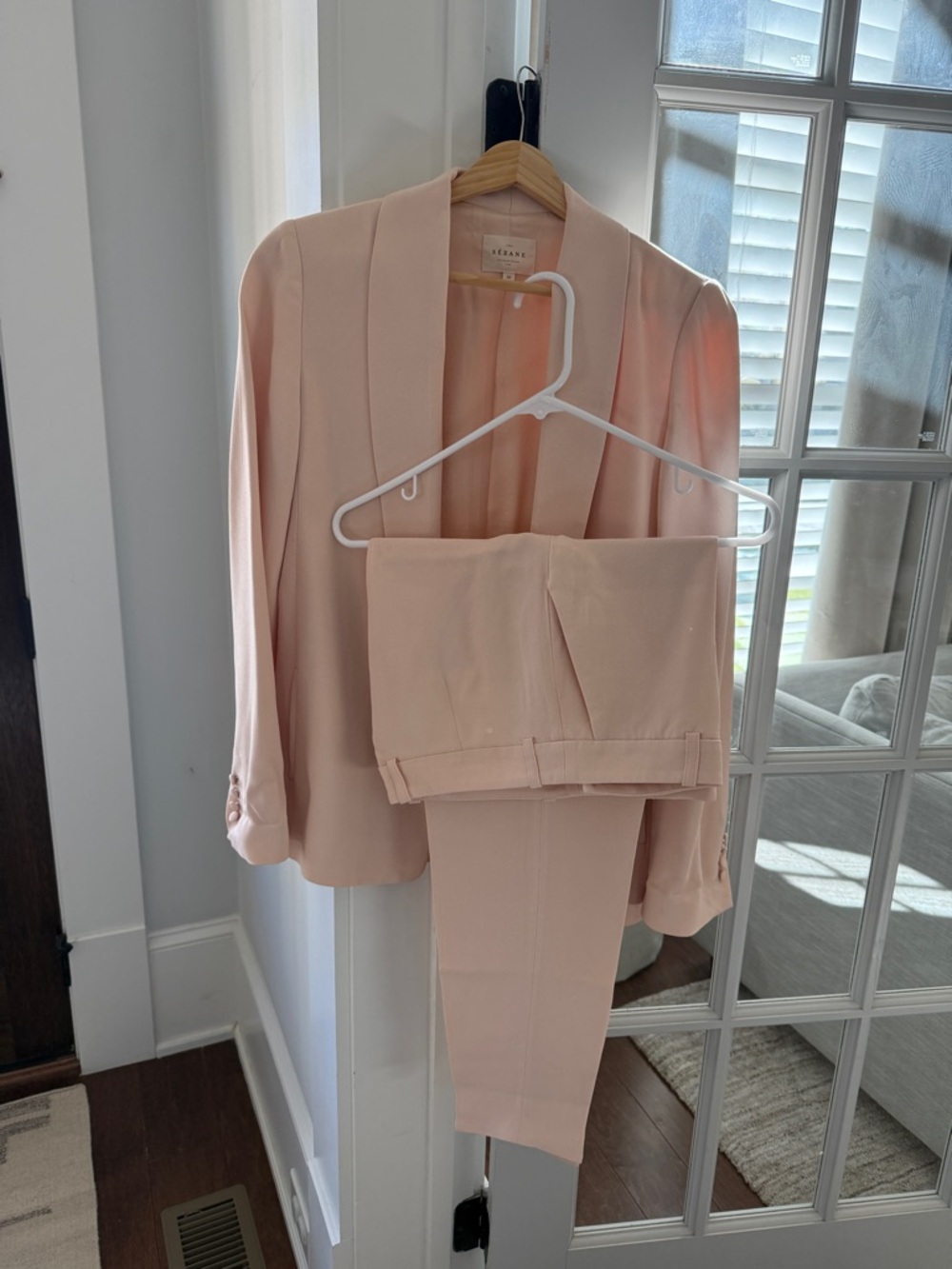 Sezane Pale Pink Blazer & Pant Suit Set (Blazer 38 / Pants 40)